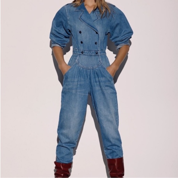 FRAME DENIM Jumpsuit Long Sleeve Double Front Buttons size...